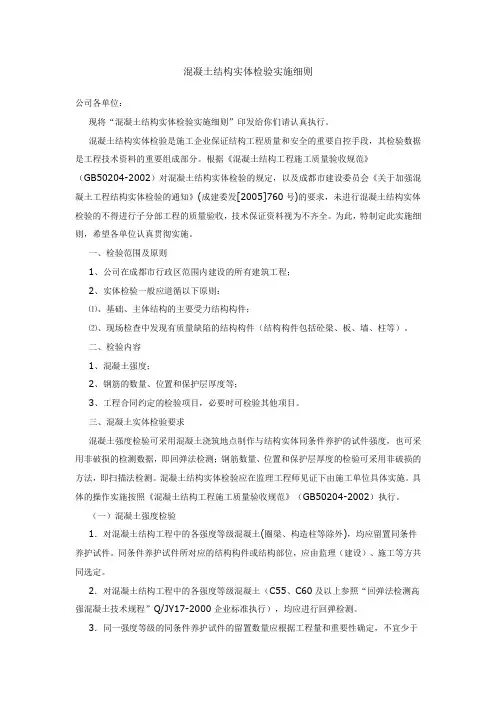 混凝土结构实体检验实施细则
