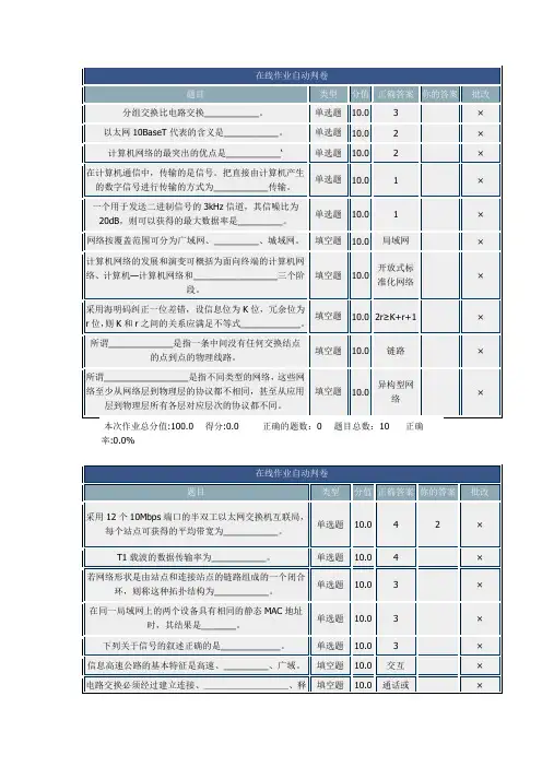 北理网上作业计算机网络