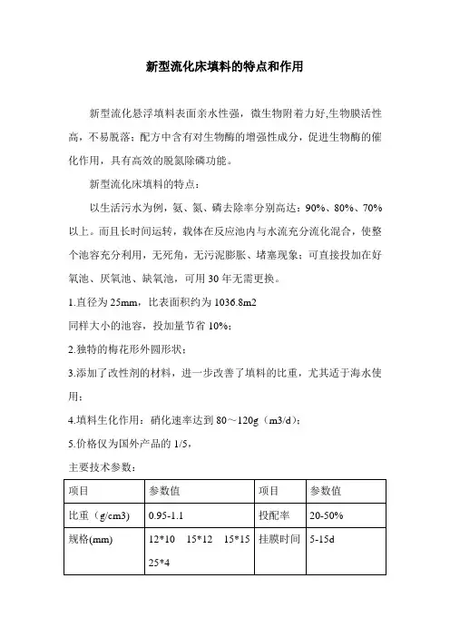 新型流化床填料的特点和作用