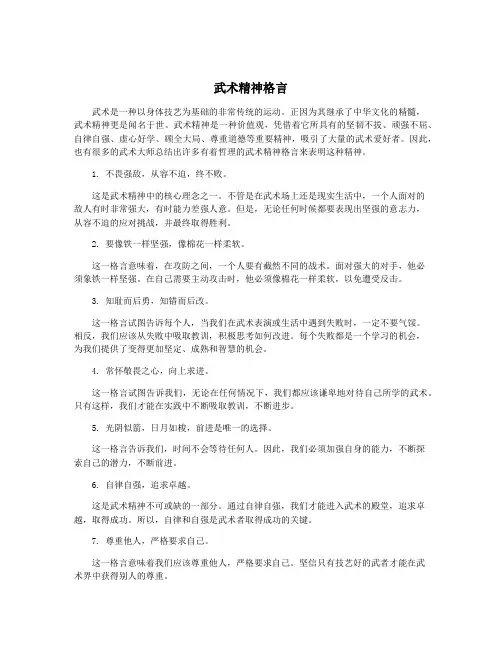 武术精神格言