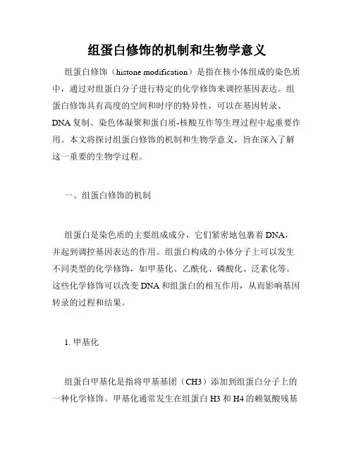 组蛋白修饰的机制和生物学意义