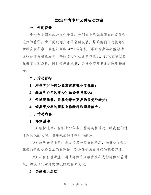 2024年青少年公益活动方案
