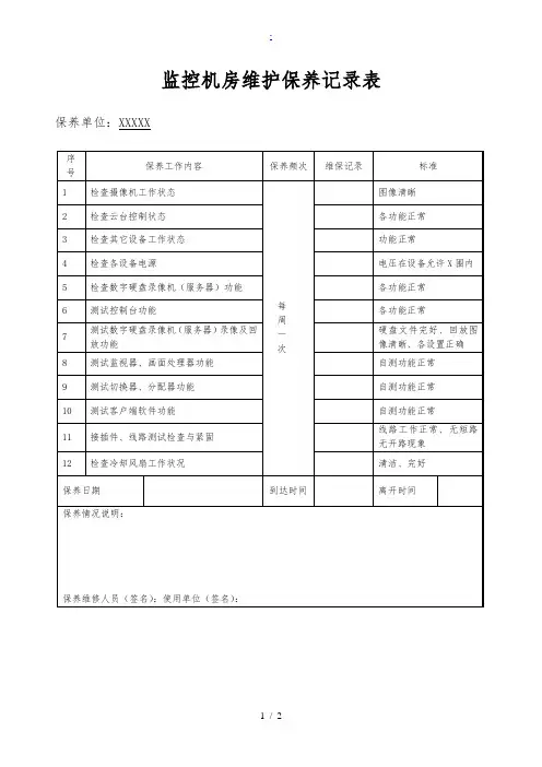 监控维保记录表