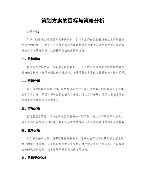 策划方案的目标与策略分析
