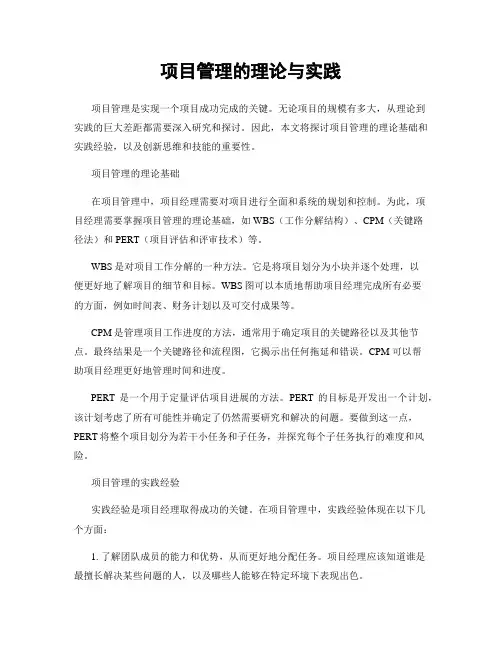 项目管理的理论与实践