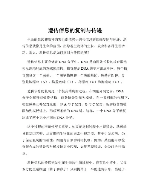 遗传信息的复制与传递
