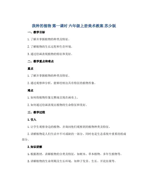 1、我种的植物 第一课时 六年级上册美术教案 苏少版