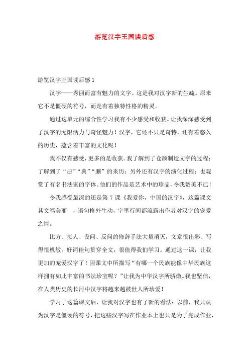 遨游汉字王国读后感