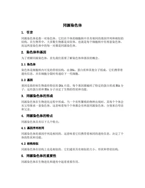 名词解释同源染色体