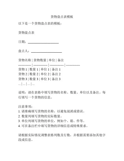 货物盘点表模板