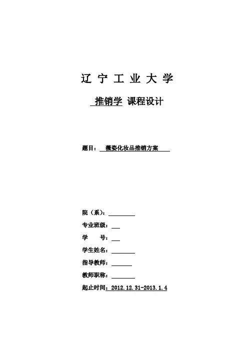 薇姿化妆品推销方案