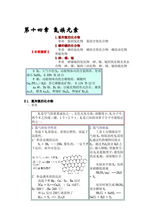 无机化学第十四章 氮族元素