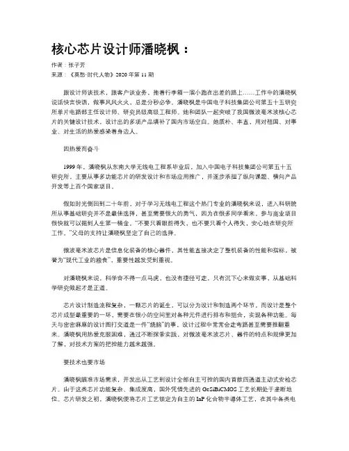 核心芯片设计师潘晓枫：