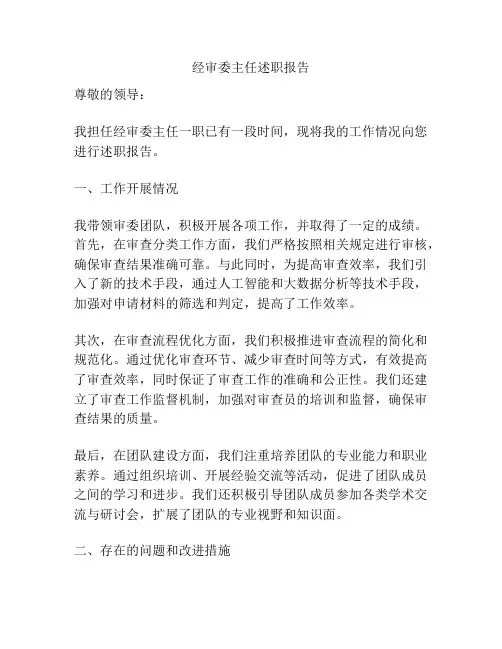 经审委主任述职报告