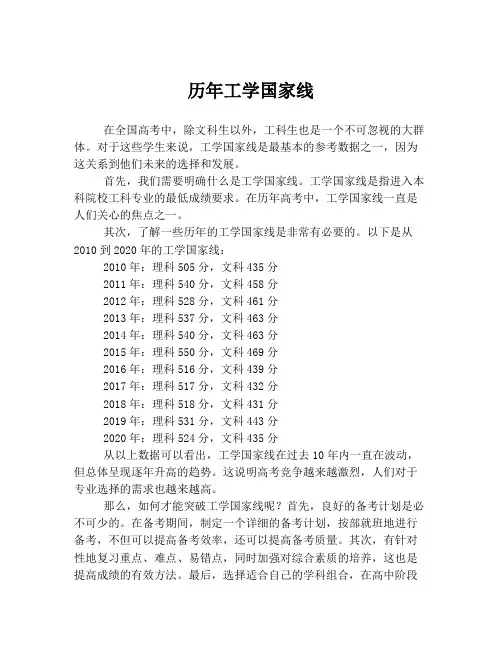 历年工学国家线