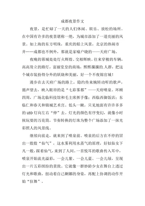 成都夜景作文500字优秀