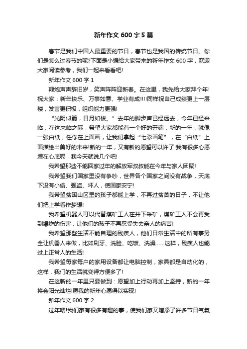 新年作文600字5篇