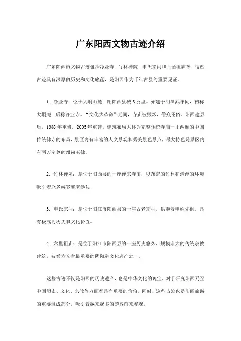 广东阳西文物古迹介绍