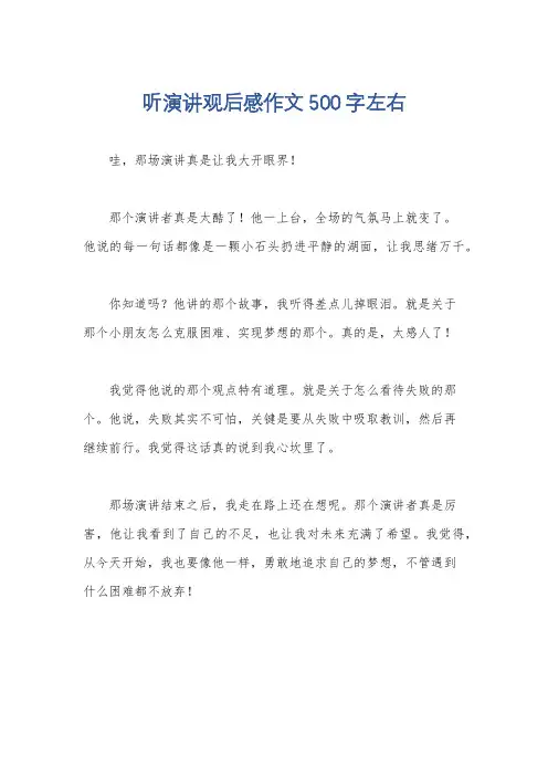 听演讲观后感作文500字左右
