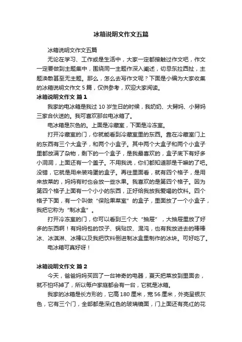 冰箱说明文作文五篇