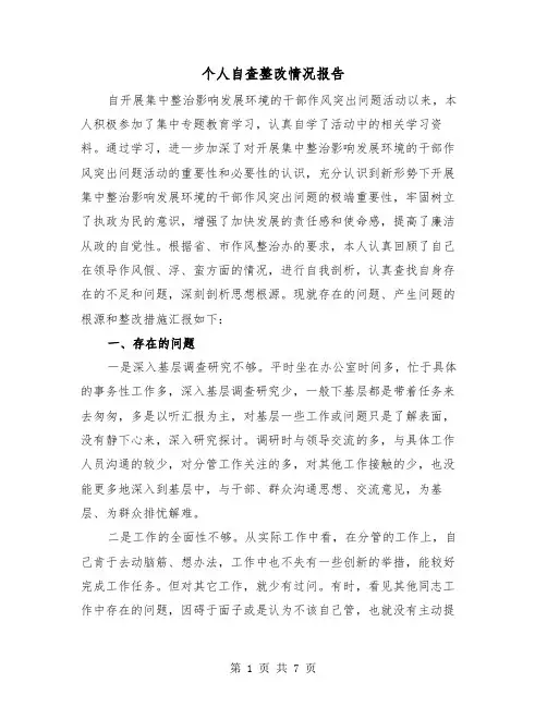 个人自查整改情况报告（2篇）