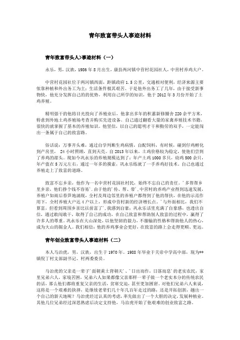 青年致富带头人事迹材料