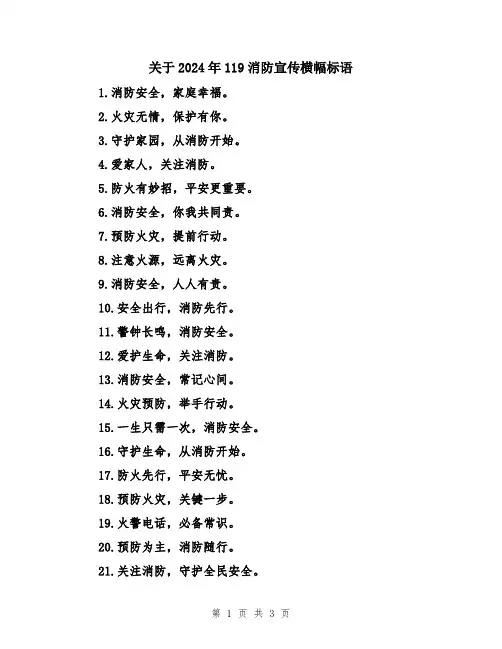 关于2024年119消防宣传横幅标语