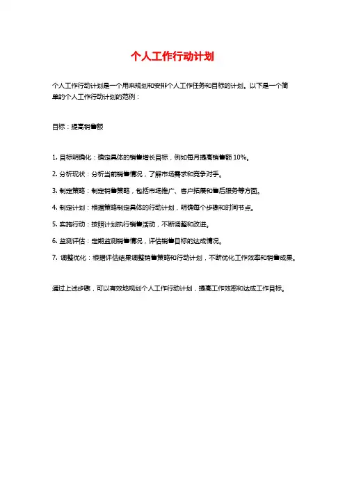个人工作行动计划