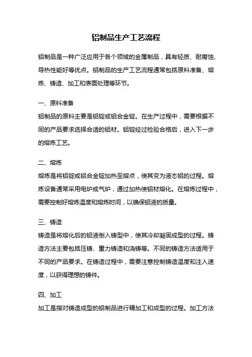 铝制品生产工艺流程