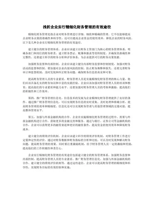 浅析企业实行精细化财务管理的有效途径