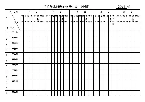 幼儿园晨检登记表