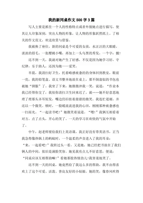 我的新同桌作文500字3篇