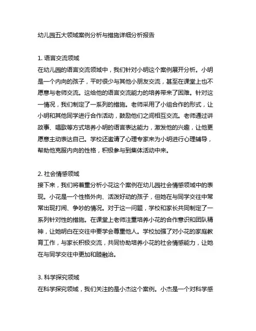 幼儿园五大领域案例分析与措施详细分析报告
