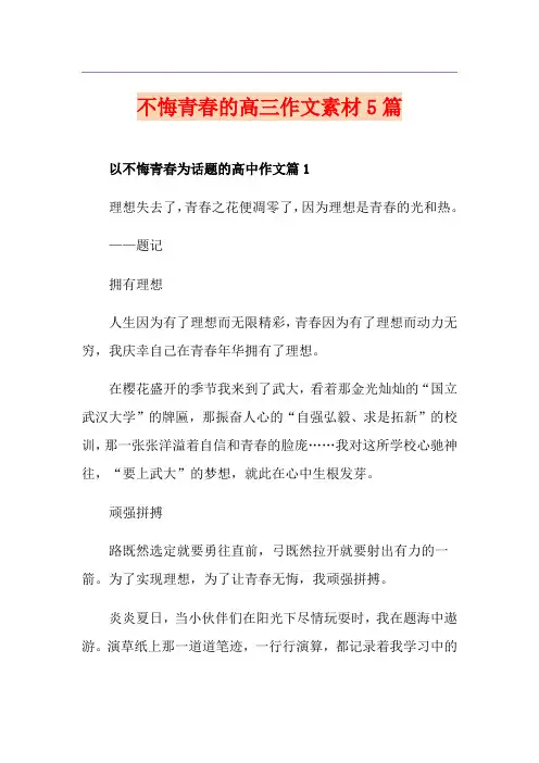 不悔青春的高三作文素材5篇