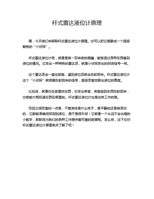 杆式雷达液位计原理