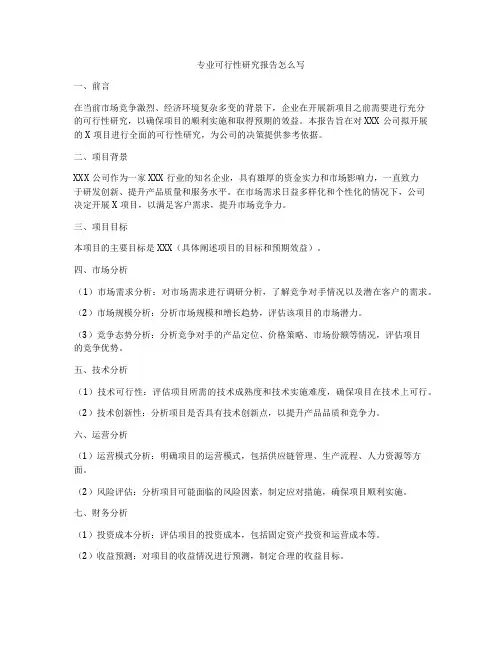 专业可行性研究报告怎么写