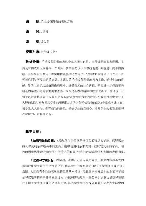 课 题手绘线条图像的表达方法