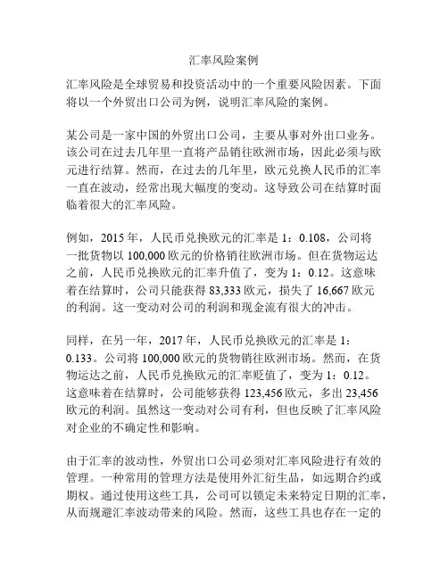 汇率风险案例