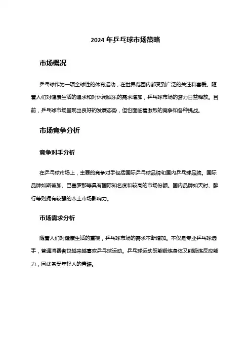 2024年乒乓球市场策略