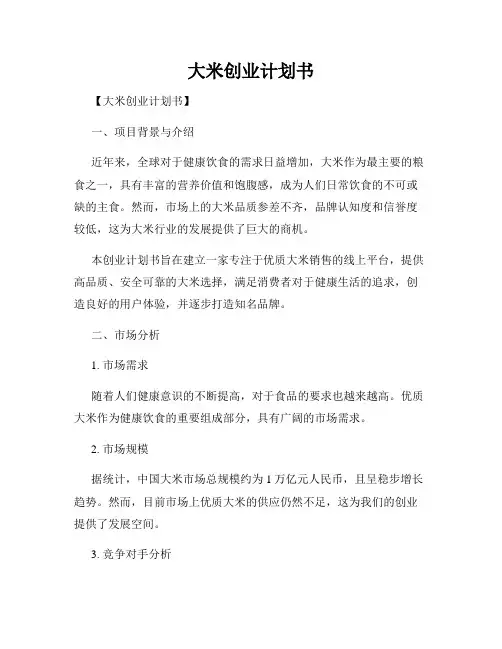 大米创业计划书