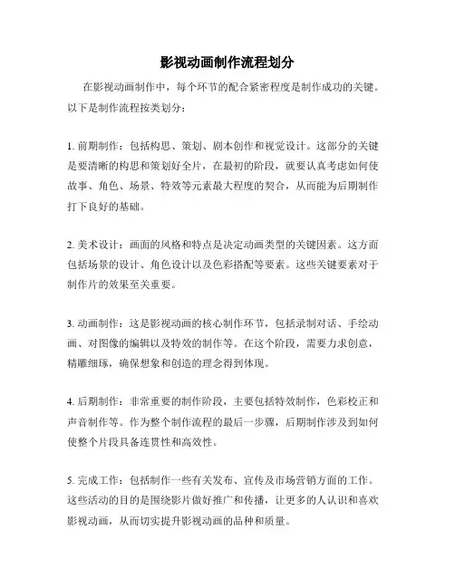 影视动画制作流程划分