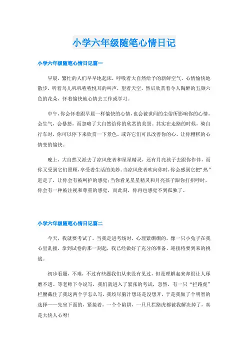 小学六年级随笔心情日记