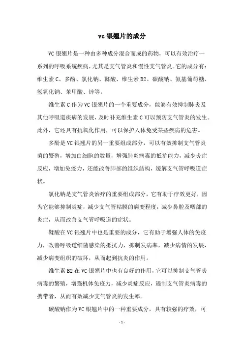 vc银翘片的成分