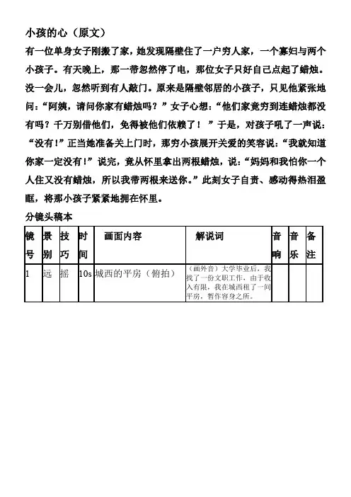 分镜头本《烛心》