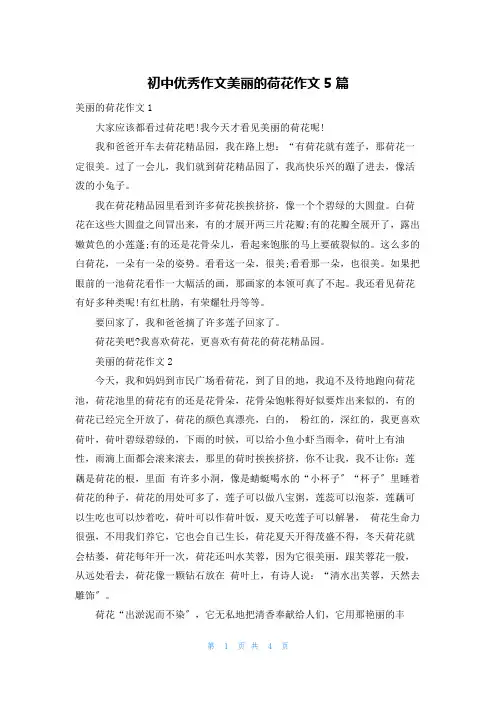 初中优秀作文美丽的荷花作文5篇