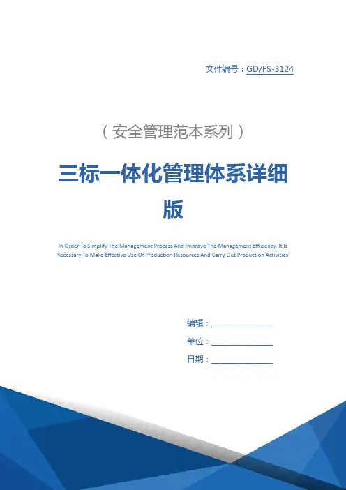 三标一体化管理体系详细版