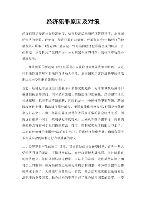经济犯罪原因及对策
