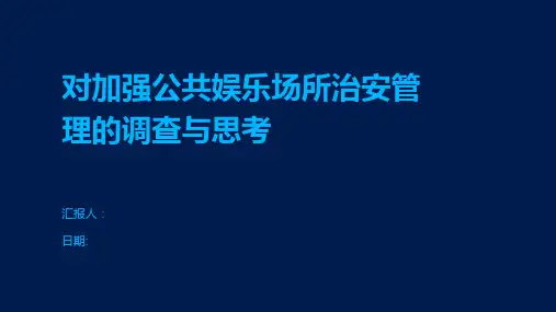 对加强公共娱乐场所治安管理的调查与思考