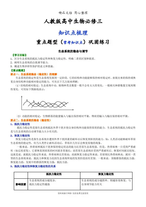 人教版高中生物必修三[知识点整理及重点题型梳理]生态系统的稳态与调节