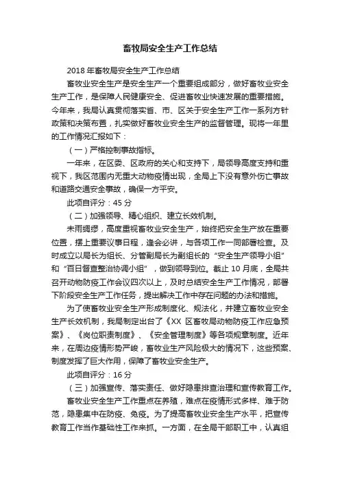 畜牧局安全生产工作总结
